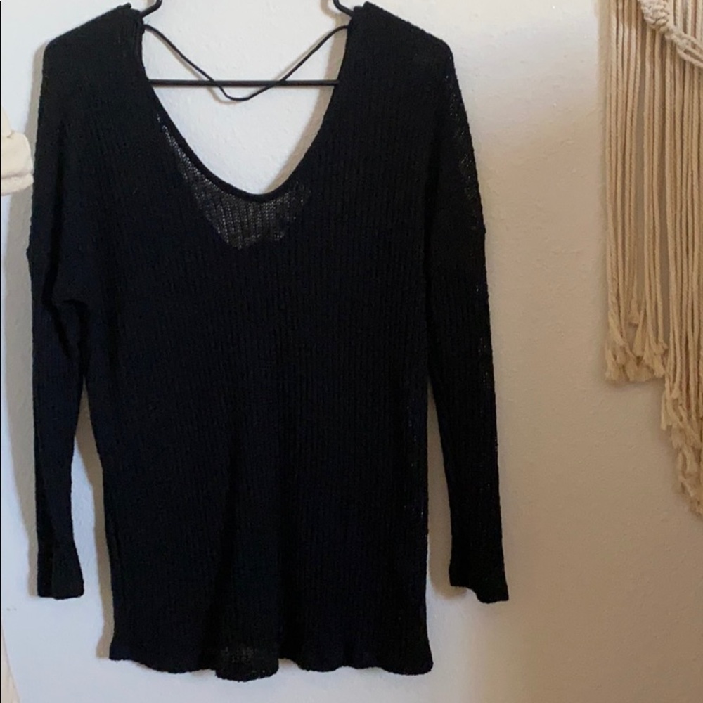 Black low-scoop back sweater